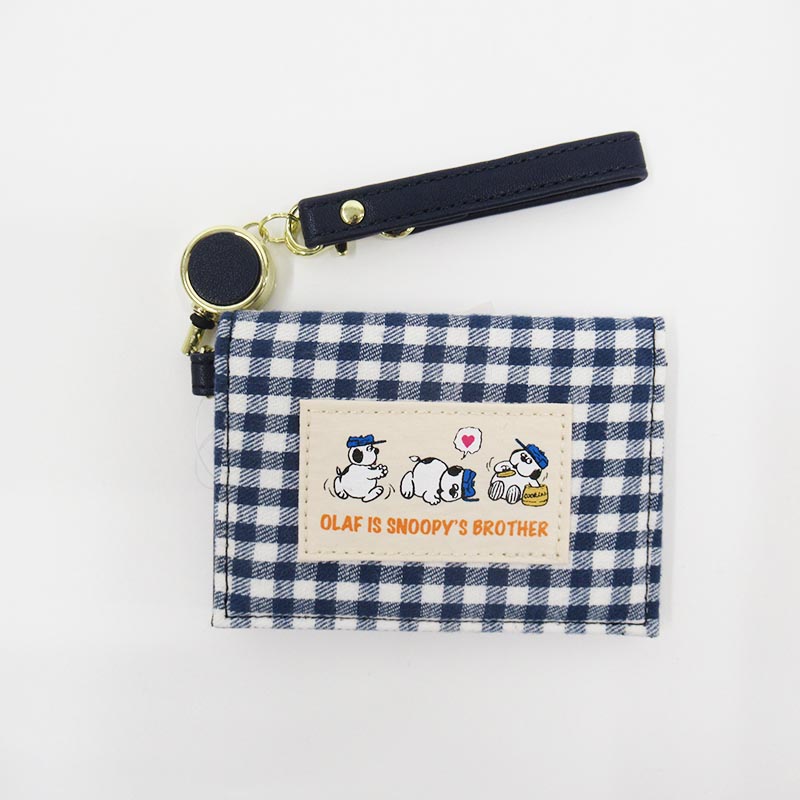 PEANUTS リール付き二つ折りパスケース NVチェック オラフ SN
